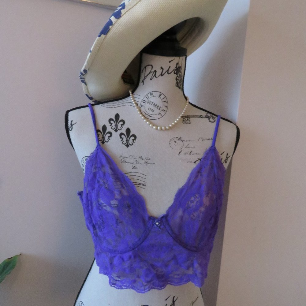 Vintage 1980s Purple Lace Cropped Bustier